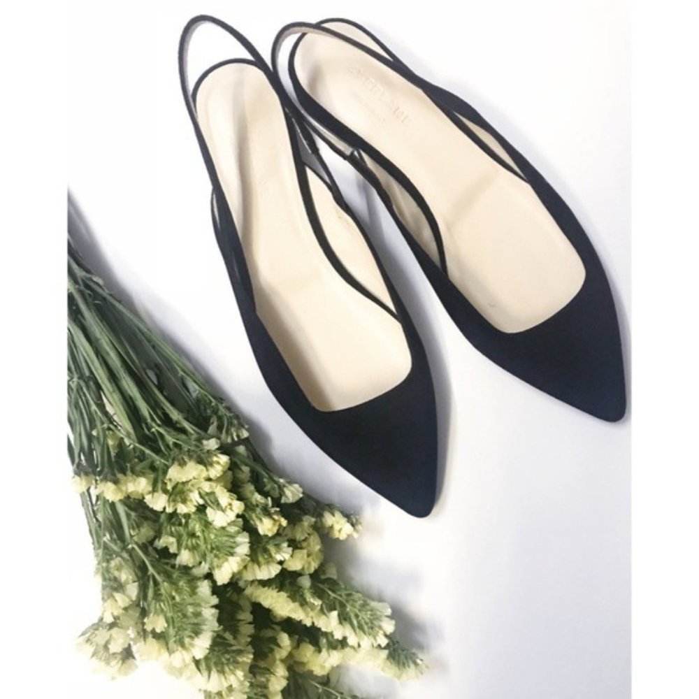 COPY - NWT Everlane The Editor Slingback 5 Black Italian Suede Leather Pointed … - Picture 3 of 12